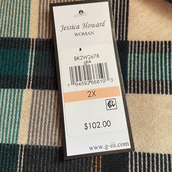 Jessica Howard Womens 3/4 Sleeve Plaid Shift Dress Plus - Picture 4 of 4